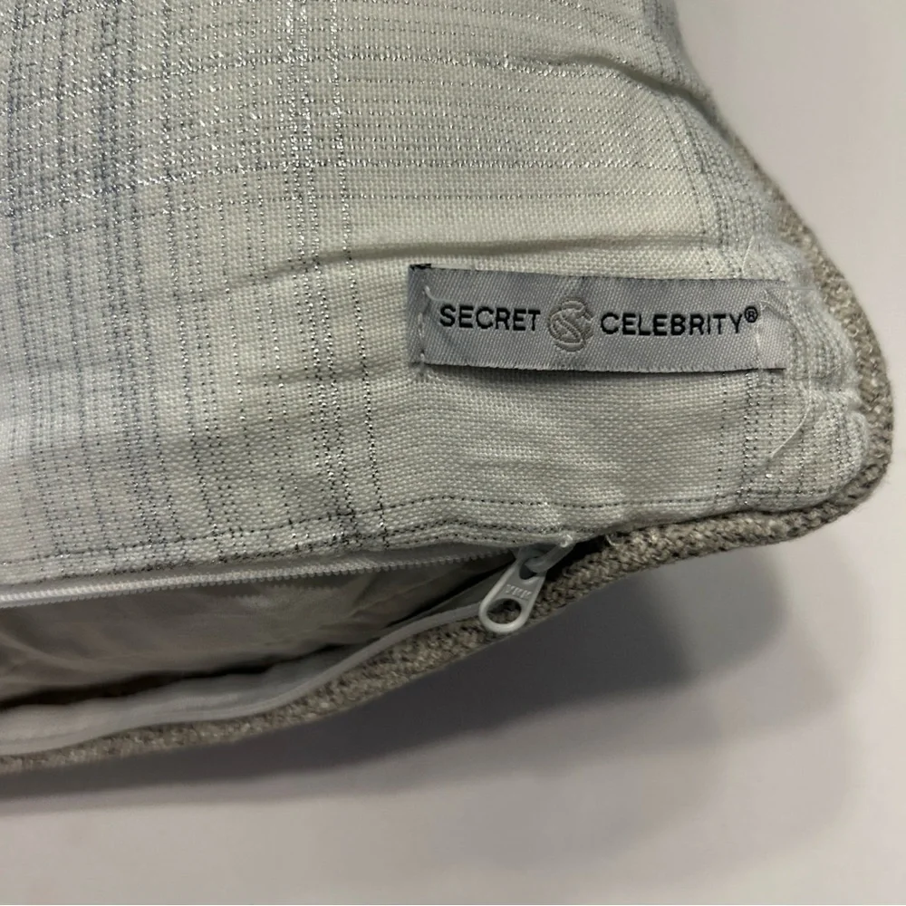 Secret Celebrity Embroidered Glitter Throw Pillow 18x18” Christmas Snow ThemeEUC